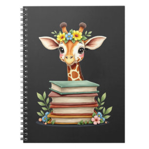 Süße Giraffe mit Buch Florale Bücherwurm-Bibliothe