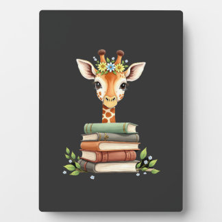 Süße Giraffe mit Buch Florale Bücherwurm Bibliothe Fotoplatte