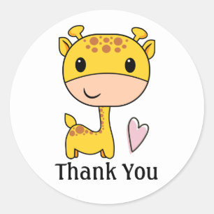 Süße Giraffe mit Herz Danke Runder Aufkleber