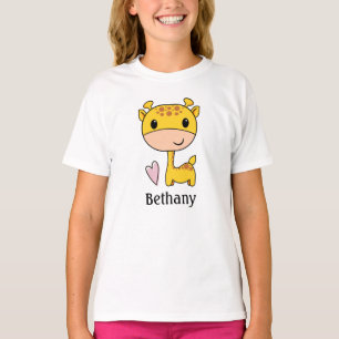 Süße Giraffe mit Herz - Personalisiert T-Shirt