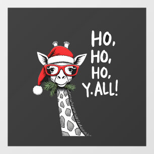 Süße Giraffe mit Weihnachtsmannhut Frohe Weihnacht Fensteraufkleber