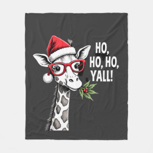 Süße Giraffe mit Weihnachtsmannhut Frohe Weihnacht Fleecedecke