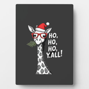 Süße Giraffe mit Weihnachtsmannhut Frohe Weihnacht Fotoplatte