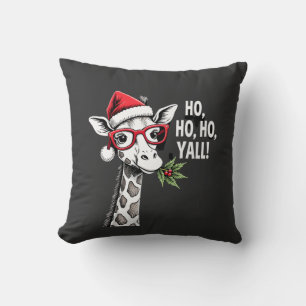Süße Giraffe mit Weihnachtsmannhut Frohe Weihnacht Kissen