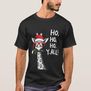 Süße Giraffe mit Weihnachtsmannhut Frohe Weihnacht T-Shirt