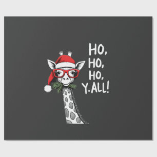 Süße Giraffe mit Weihnachtsmannmütze Frohe Weihnac Geschenkpapier