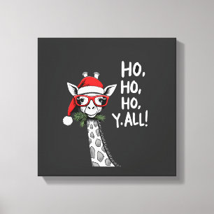 Süße Giraffe mit Weihnachtsmannmütze Frohe Weihnac Leinwanddruck