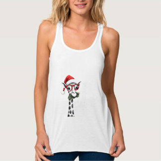 Süße Giraffe mit Weihnachtsmannmütze Frohe Weihnac Tank Top