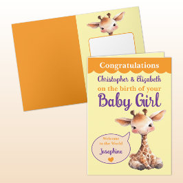 Süße Giraffe Namen hinzufügen orange lila Baby Mäd Karte