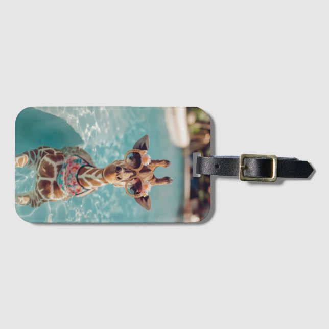 Süße Giraffe Pool-Gepäckanhänger-Sommerreise  Gepäckanhänger (Vorderseite (Horizontal))