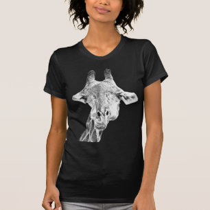 Süße Giraffe Schwarz & Weiß Moderne Lustige Tiere T-Shirt