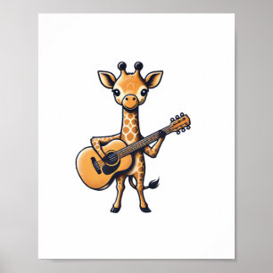 Süße Giraffe spielt Gitarre Giraffen Musiker Musi Poster