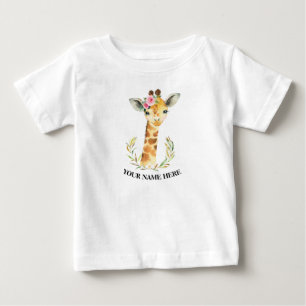 Süße Giraffe Tiere 1. erste Mädchen Geburtstag Boh Baby T-shirt