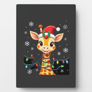 Süße Giraffe Weihnachtslichter Santa Hut Xmas Pyja Fotoplatte
