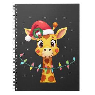 Süße Giraffe Weihnachtslichter Santa Hut Xmas Pyja Notizblock