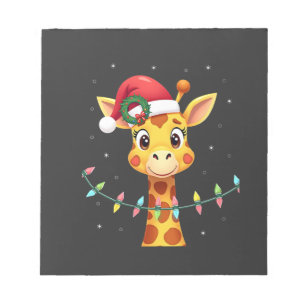 Süße Giraffe Weihnachtslichter Santa Hut Xmas Pyja Notizblock