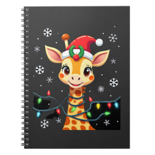 Süße Giraffe Weihnachtslichter Santa Hut Xmas Pyja Notizblock