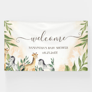 Süße Giraffe, Zebra verlässt Babyparty Banner