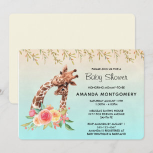 Süße Giraffen-Aquarell-Mama und Baby-Baby-Party Einladung