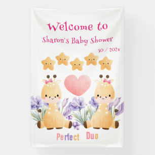 Süße Giraffen-Baby-Party-Banner   Zwillings-Baby-P Banner