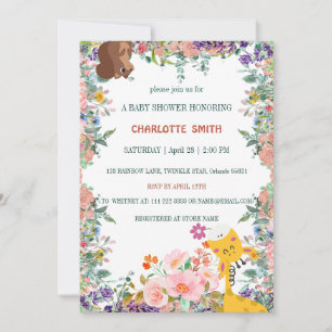 Süße Giraffen-Blumen-Verlaufsflora-Baby-Party Einladung