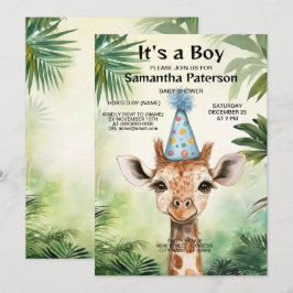 Süße Giraffen-Dschungel-Baby-Party-Schöne Einladung