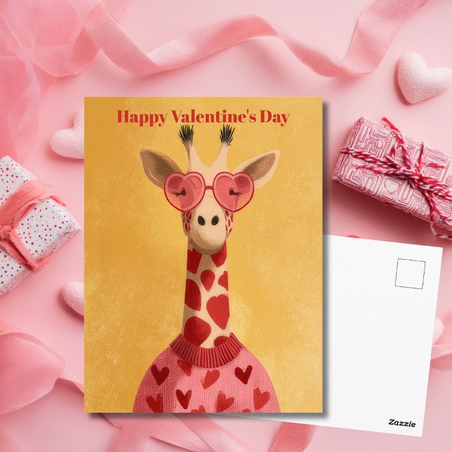 Süße Giraffen-Herzen-Pullover Valentinstag-Karte  Postkarte (Von Creator hochgeladen)