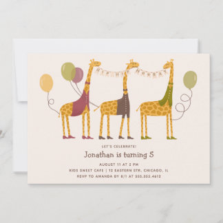 Süße Giraffen-Safari-Geburtstagsfeier | Zoo-Party Einladung