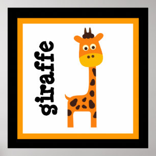 Süße Giraffen-Safari-Tiere Baby Kinder Poster