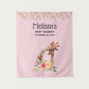 Süße Giraffen-Wasserfarbe-Mama und Baby-Baby-Party Wandteppich