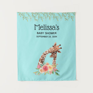 Süße Giraffen-Watercolor-Mama und Baby-Baby-Party Wandteppich