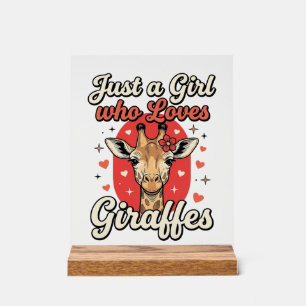 Süße Giraffenliebhaber Vintage Mädchen Shirt Desig Acrylschild