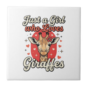 Süße Giraffenliebhaber Vintage Mädchen Shirt Desig Fliese