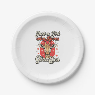 Süße Giraffenliebhaber Vintage Mädchen Shirt Desig Pappteller