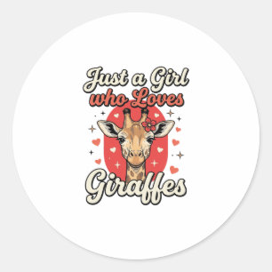 Süße Giraffenliebhaber Vintage Mädchen Shirt Desig Runder Aufkleber