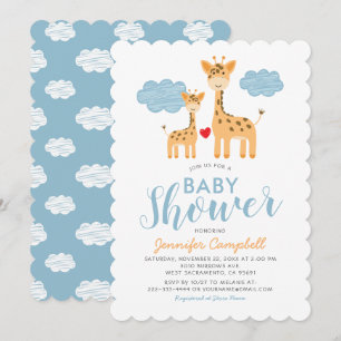 Süße Giraffenmutter und Kind - Babyshower Einladung