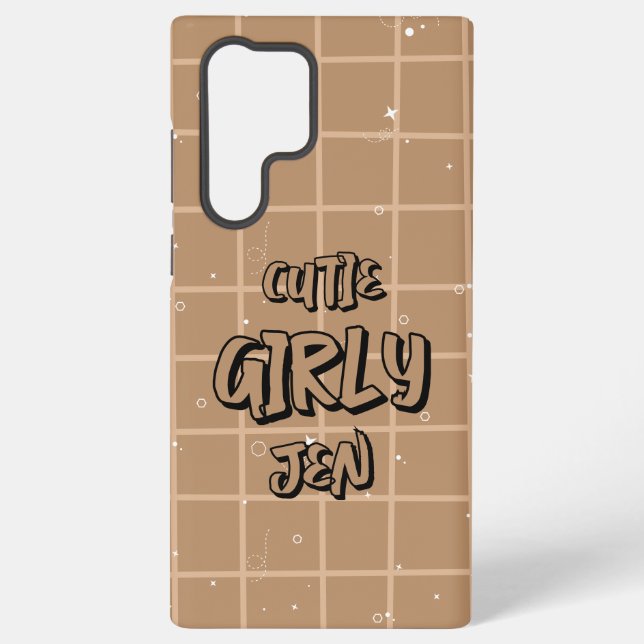 Süße Girly Brown Gingham Samsung Galaxy Hülle (Rückseite)