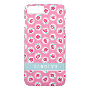 Süße, girly, rosa Himbeermuster Monogramm Case-Mate iPhone Hülle