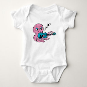Süße Gitarre spielender Oktopus Baby Strampler