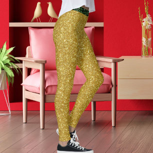 Süße Glam Grün Gold Glitter Funken Yoga Sport Leggings