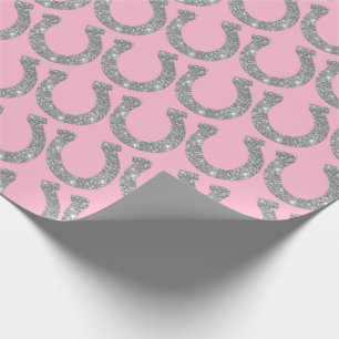 Süße Glam-Hufeisen Silber Rosa Glitter Geschenkpapier