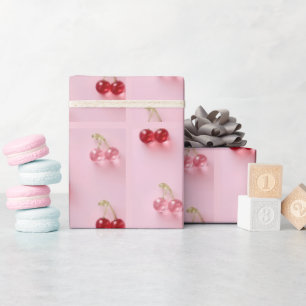 Süße Glas-Kirsch-Muster-Rosa-Geschenkpapier Geschenkpapier