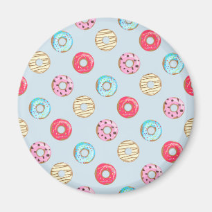 Süße glasierte Donut-Muster Hellblau Magnet