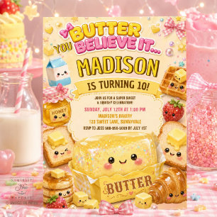 Süße Glitter-Butter-Squishies-Geburtstagsfeier Einladung