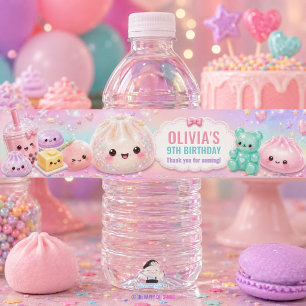 Süße Glitter-Dumpling-Bao-Squishy-Party-Geburtstag Wasserflaschenetikett