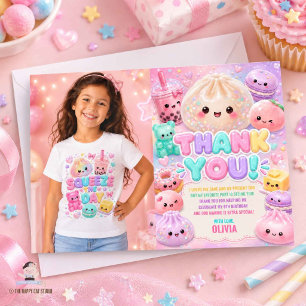 Süße Glitter-Dumpling-Bun-Squishy-Party-Geburtstag Dankeskarte