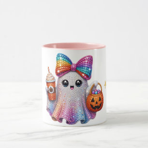 Süße Glitter-Schleife-Geist-Halloween-Kaffeetasse Tasse