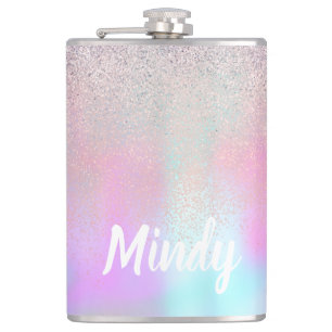 Süße Glitter und Sparkles Faux-Hologramm   Flachmann