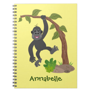 Süße glückliche Babygorilla-Cartoon-Illustration Notizblock