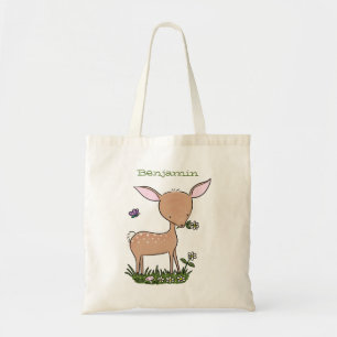 Süße glückliche Babyhirsch-Cartoon-Illustration Tragetasche